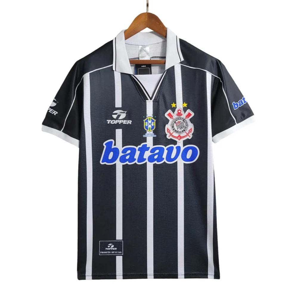 Camisa Corinthians Retrô 1999 Away Batavo Masculina - Preta e Branca