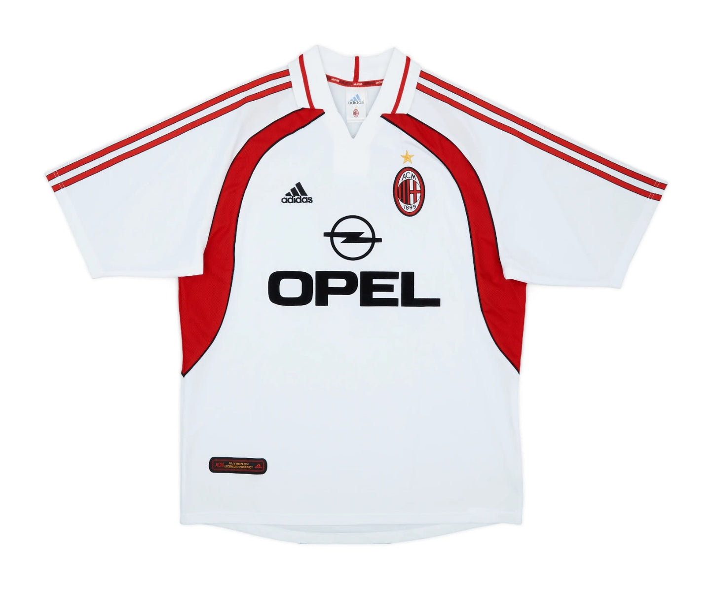 Camisa Retrô AC Milan Away 2001/02 Masculino Adidas - Branco e Vermelho